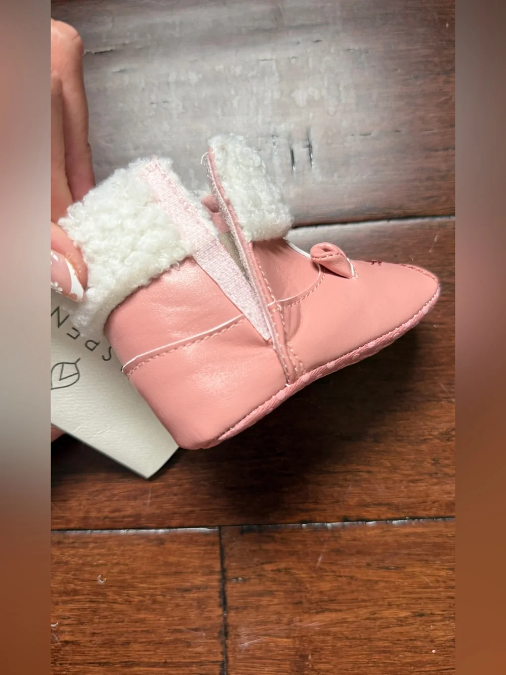 Pink Faux-Fur Lined Baby Booties